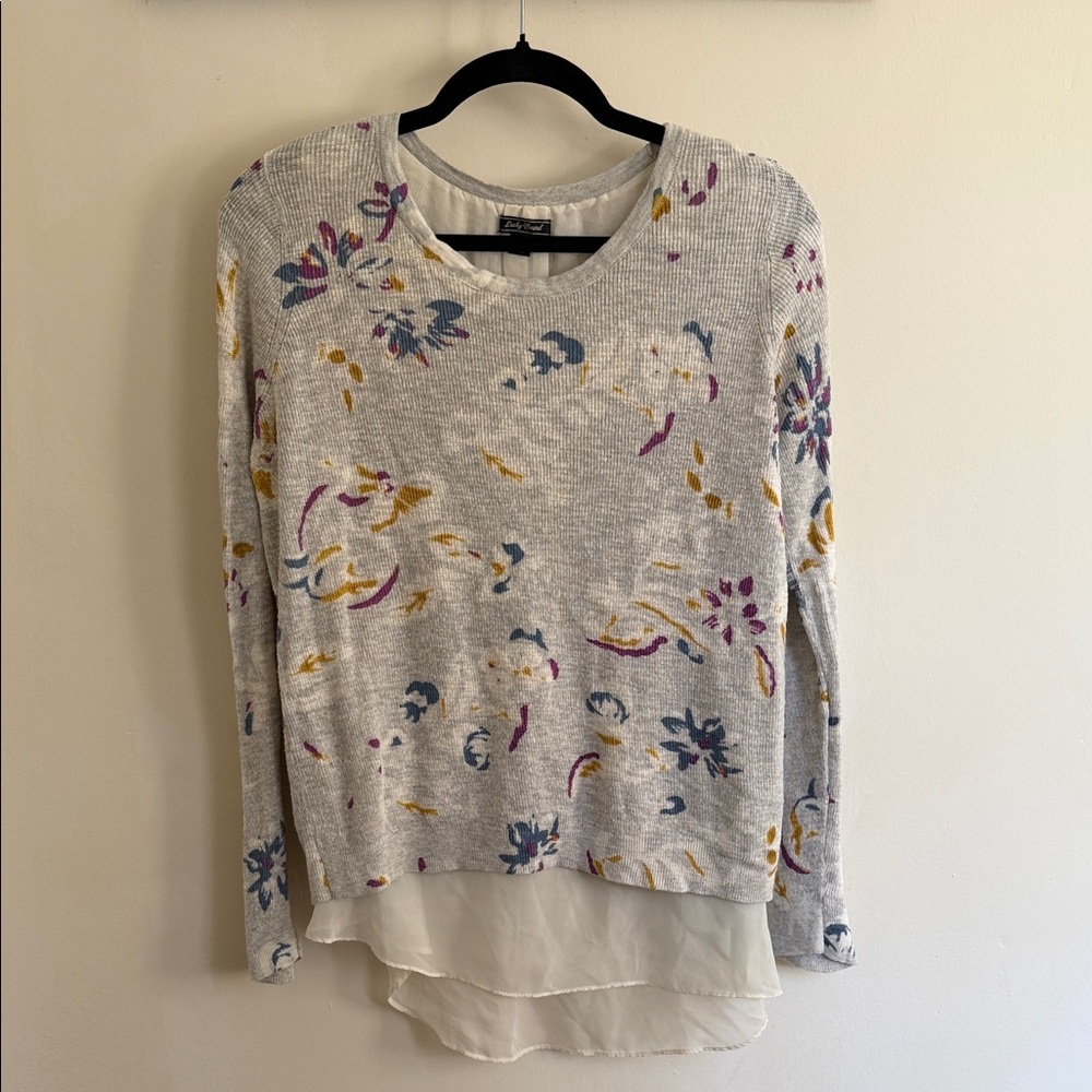 Lucky Brand Gray Floral Sweater